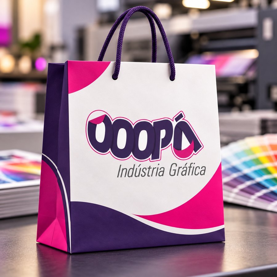 Sacola offset personalizada OOOPA com alça de cordão